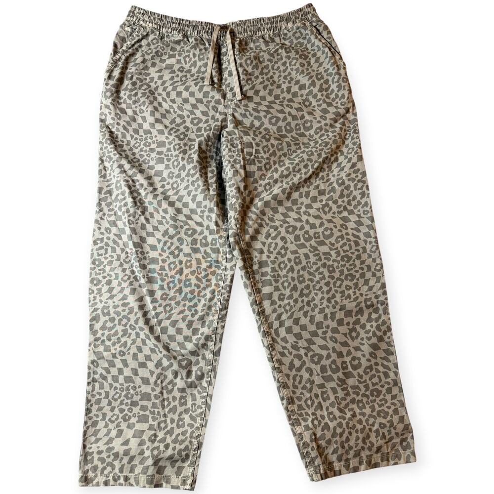 VANS Range Elastic Baggy Tapered Pants, Men’s XL,Gray,Leopard Checkered, Skate,
